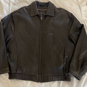 Dark Brown Soft Leather Bomber Jacket